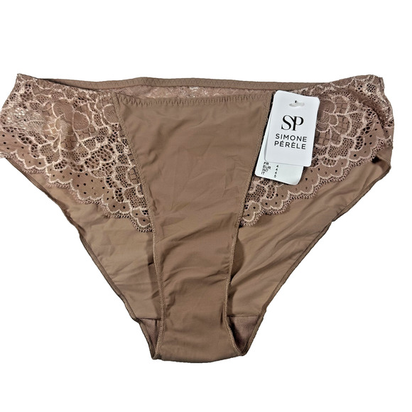Simone Perele Bra 36F Caresse Full Cup U/W + Large Bikini Panties Coco Brown NWT - Picture 10 of 15